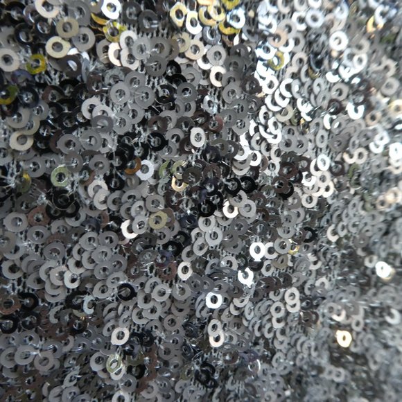 Heavy Silver Sequin Ruched  Evening Gown Betsy & Adam Elegant Trumpet Skirt USA - Picture 6 of 11